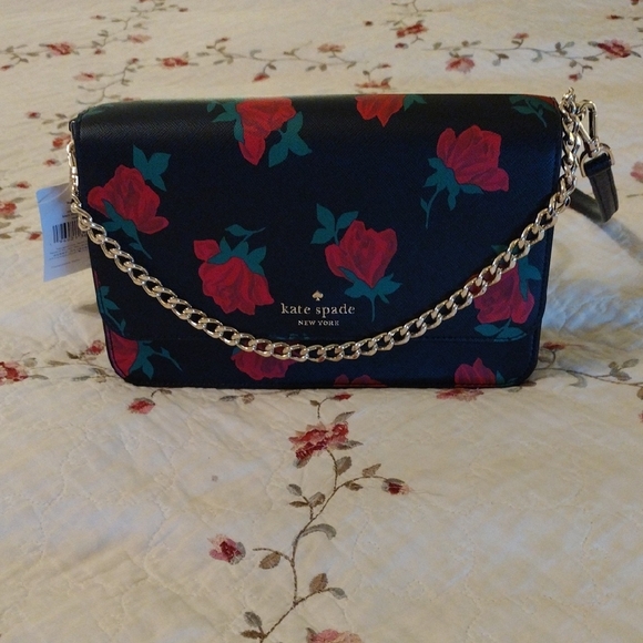 NWT Kate Spade Red and Black Floral Madison Crossbody Bag - Picture 3 of 12